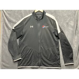 Under Armour Pepsi Jacket Men’s Sz XL Black Gray Full Zip Track Jacket Logo